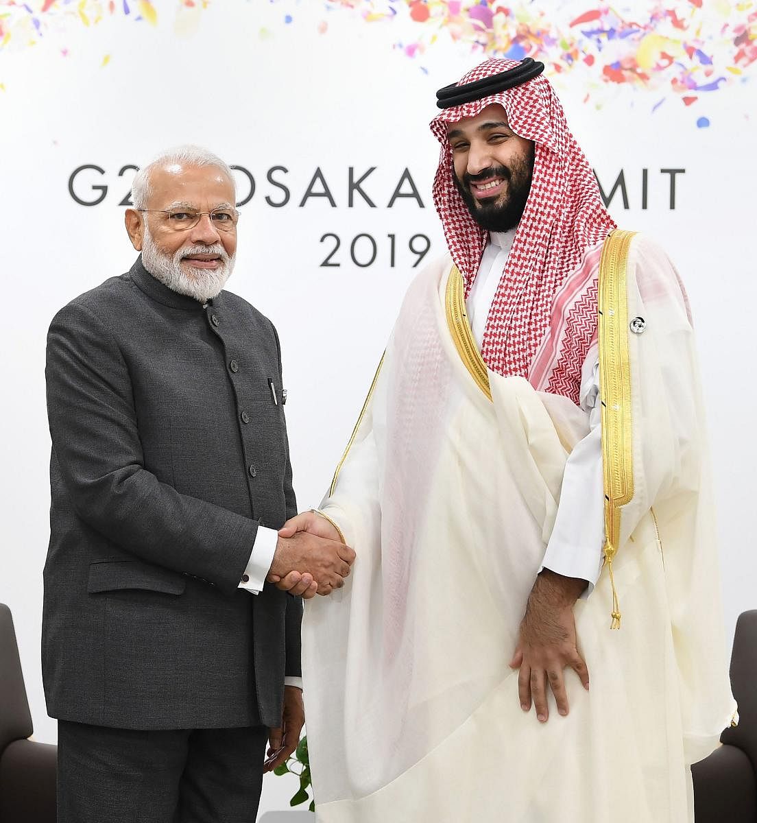 Osaka: Prime Minister Narendra Modi meets Crown Prince, Vice President of the Council of Ministers of Defence of the Kingdom of Saudi Arabia, Prince Mohammed Bin Salman Bin Abdulaziz Al-Saud, on the sidelines of the G-20 Summit, in Osaka, Japan, Friday, J