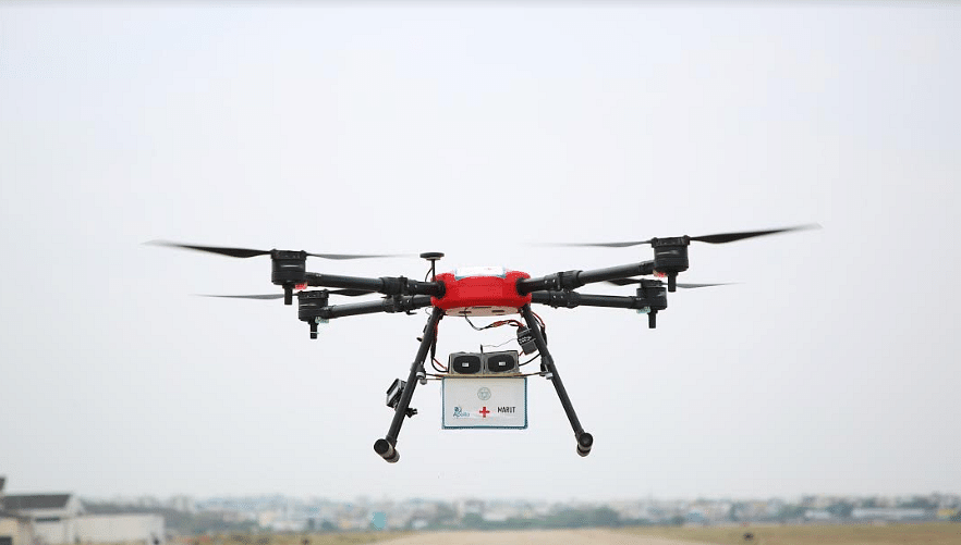 The drones develped by Martuti Dronetech and deployed in Telangana. (Photo credit: IIT Guwahati) 
