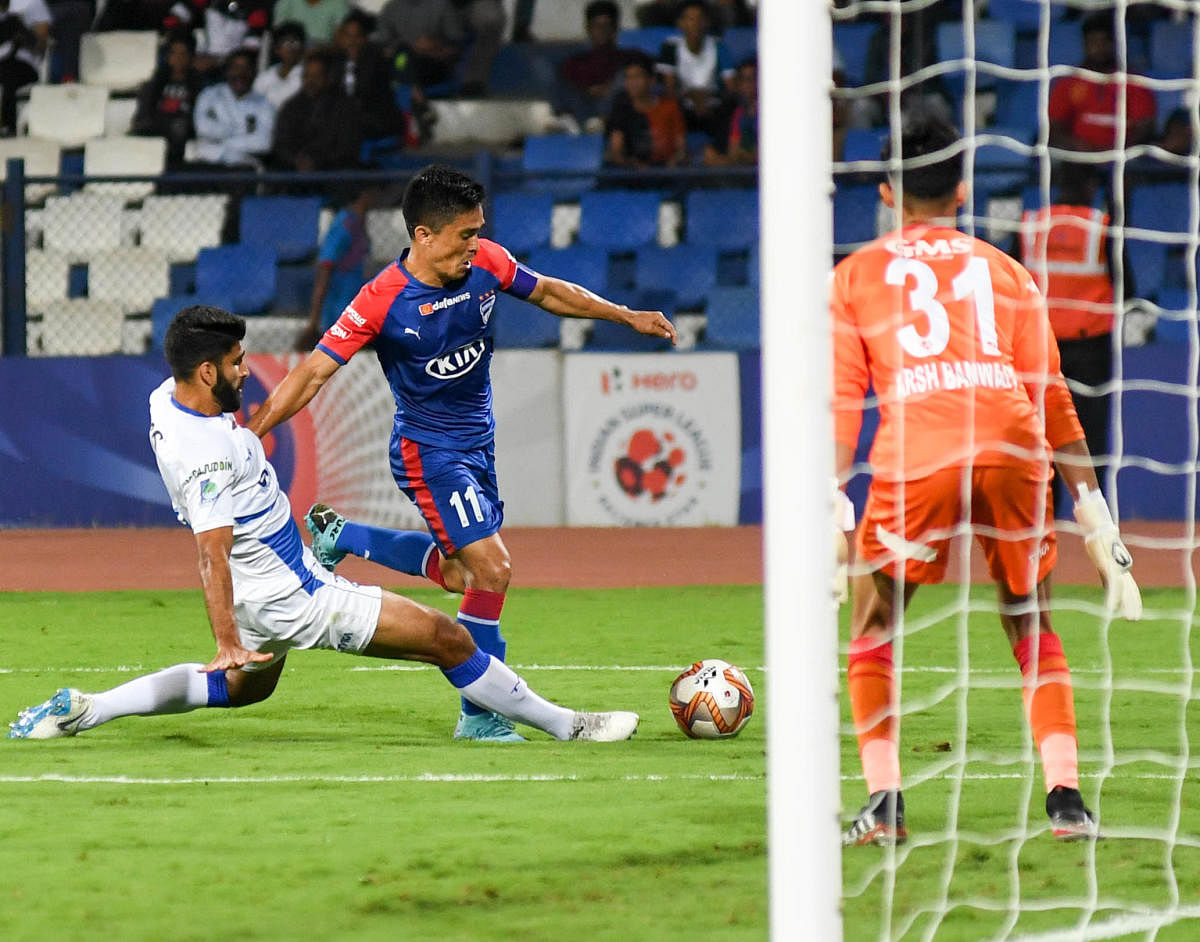 The over-dependence on Sunil Chhetri and the inability of others strikers to step up has cost Bengaluru FC dear this season. DH PHOTO/ BH SHIVAKUMAR     