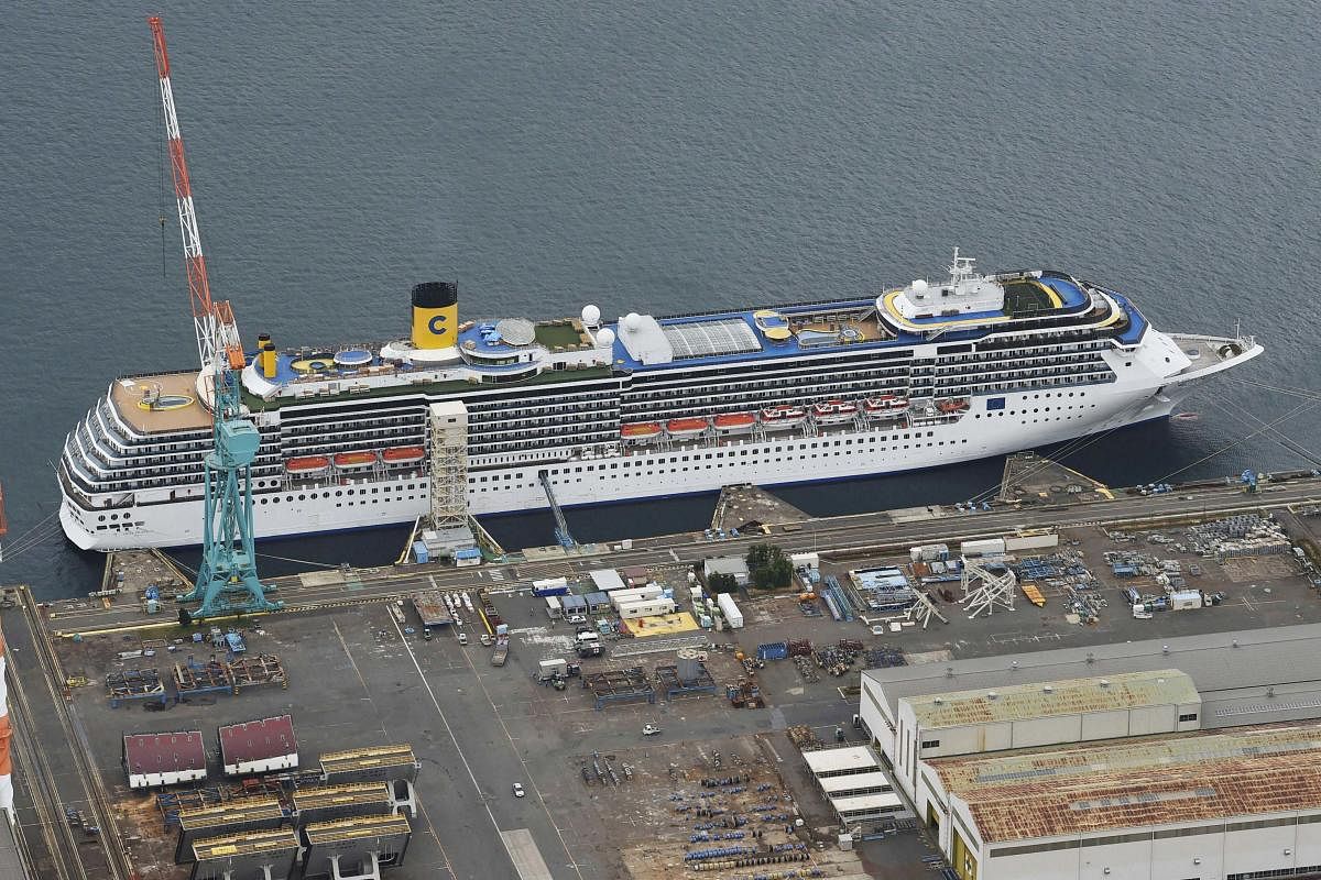 Italian-operated cruise ship the Costa Atlantica is anchored at a port in Nagasaki, southern Japan (AP Photo)