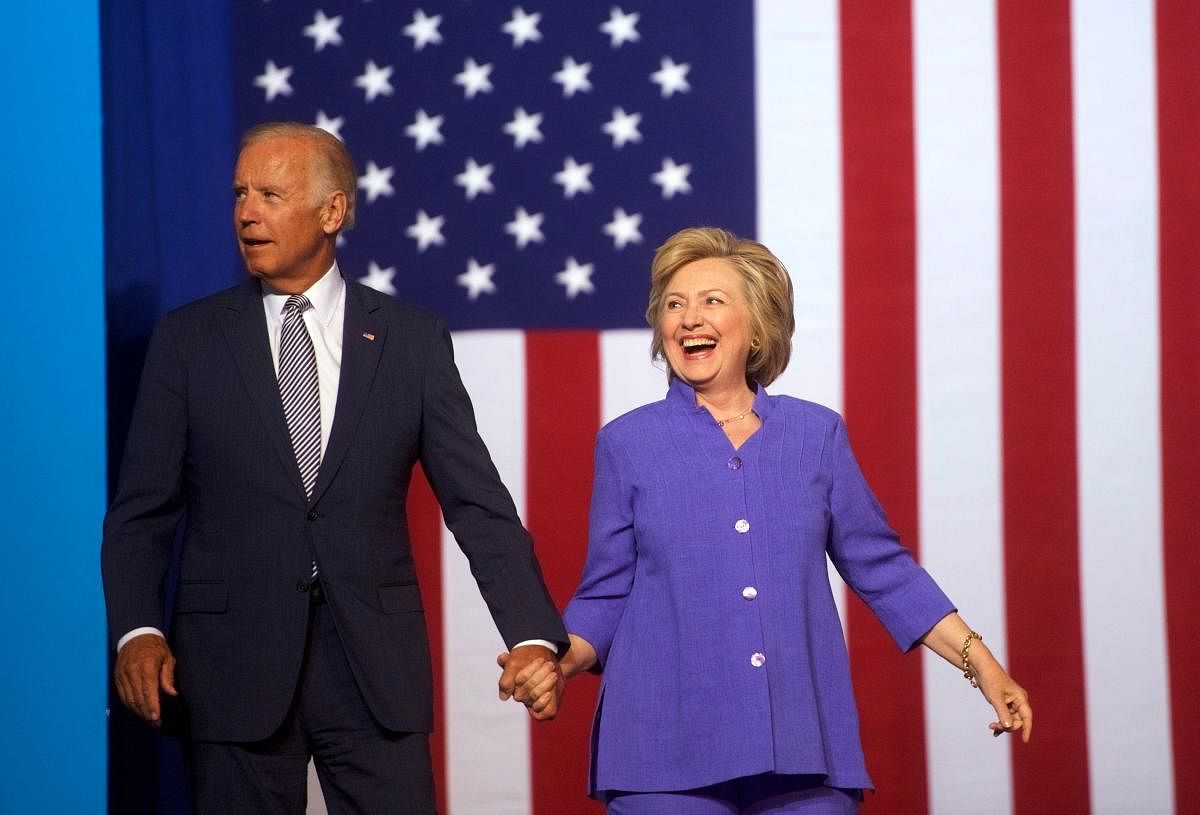 Hillary Clinton endorsed Joe Biden's White House bid on April 28, 2020, saying he is the type of "leader" the US needs during the current coronavirus crisis. "I want to add my voice to the many who have endorsed you to be our president," Clinton said during a live video conference with the former vice president. (AFP File Photo)