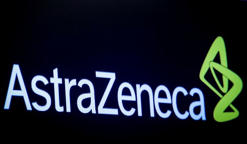 The company logo for pharmaceutical company AstraZeneca. (Reuters Photo)