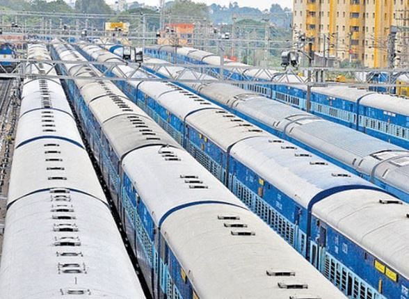 Indian Railways' trains parked at a station (PTI Photo)