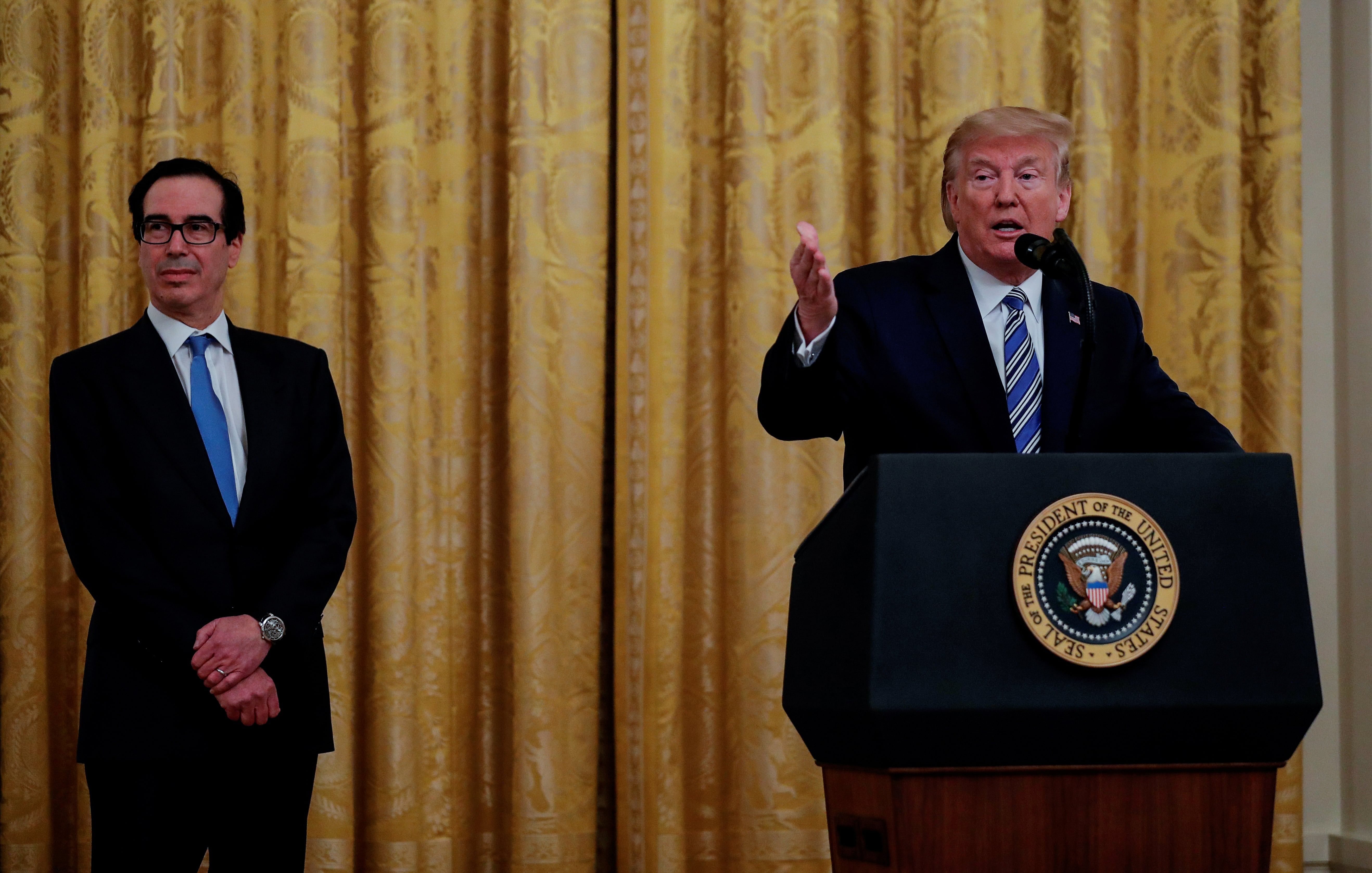 U.S. President Donald Trump speaks about the Paycheck Protection Program (PPP) loans for small businesses adversely affected by the coronavirus disease (COVID-19) outbreak. (Credit: Reuters Photo)