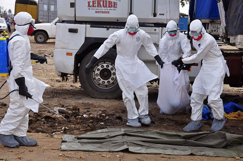 The Ebola epidemic is moving faster than the authorities can handle and could take six months to bring under control, the medical charity MSF said today. AP photo