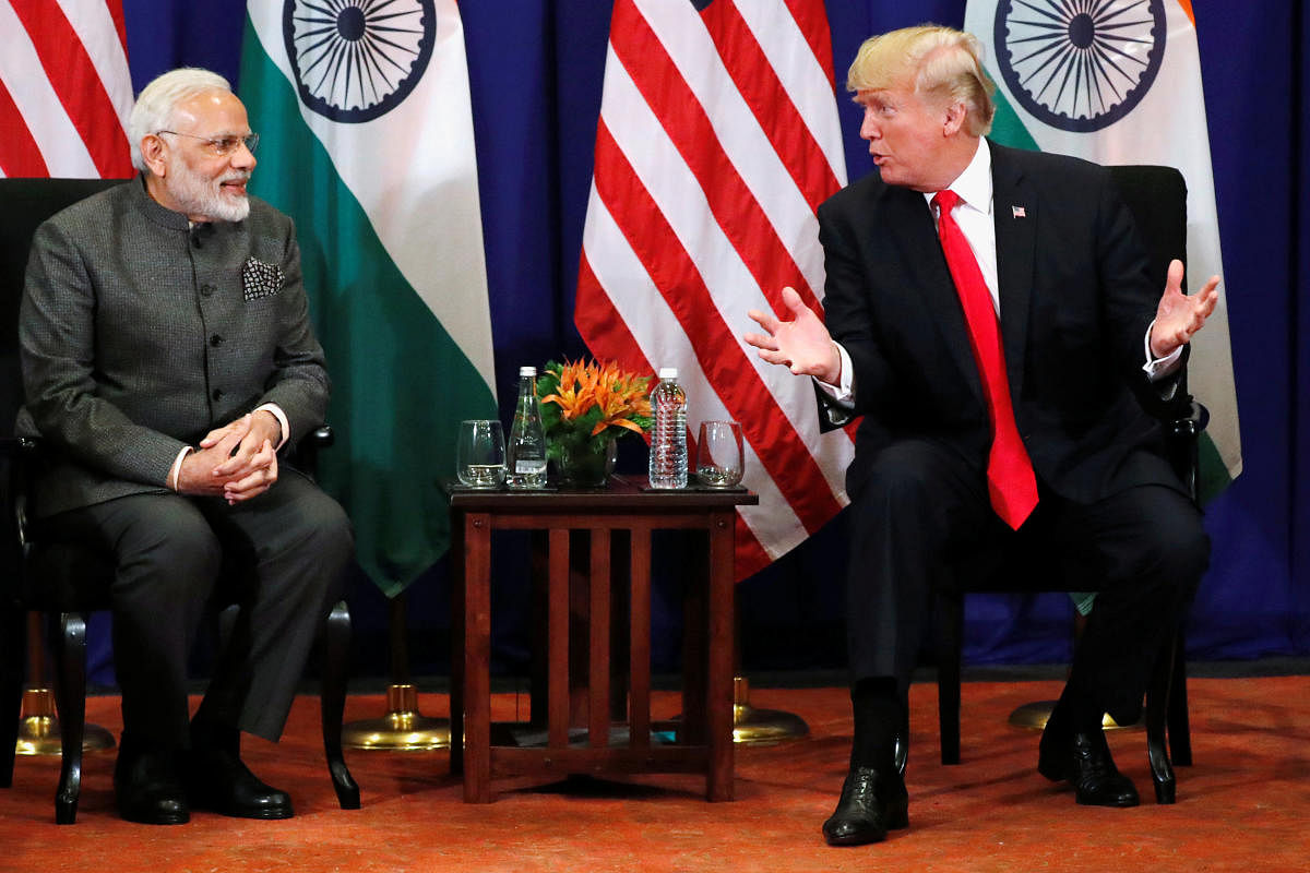 US President Donald Trump holds a bilateral meeting with Prime Minister Narendra Modi alongside the ASEAN Summit in Manila, Philippines, on Monday. REUTERS