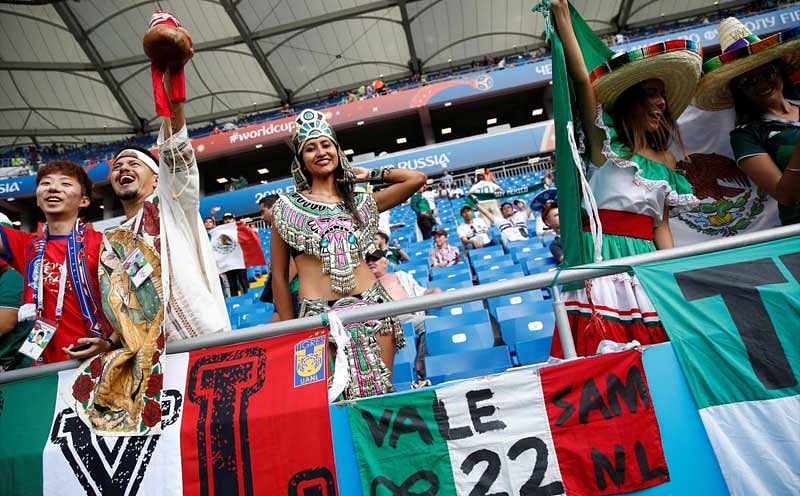 South Korea and Mexico fans inside the stadium before the match.South Korea vs Mexico - Rostov Arena, Rostov-on-Don, Russia. Reuters
