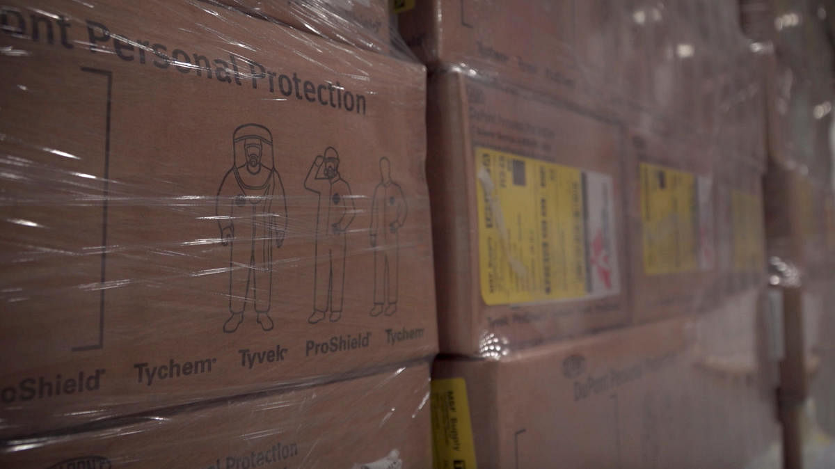 Packaged Ebola-response materials wait to be transported to the Democratic Republic of Congo from Brussels, Belgium. Reuters