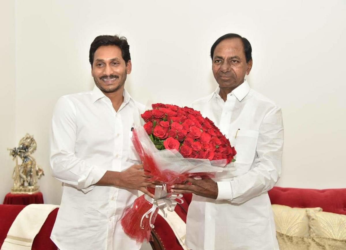 file photo of Telangana CM K Chandrasekhar Rao and Andhra Pradesh CM YS Jaganmohan Reddy