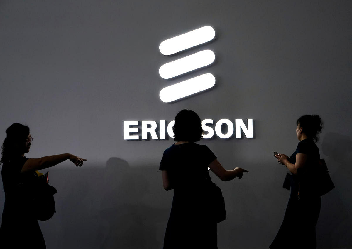 FILE PHOTO: An Ericsson logo is pictured at Mobile World Congress (MWC) in Shanghai, China June 28, 2019. REUTERS/Aly Song/File Photo
