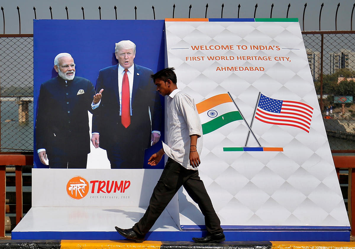 Trump and Prime Minister Narendra Modi are likely to focus on a wide variety of bilateral and regional issues including trade and investment, defence and security, counter-terrorism, energy security, religious freedom, proposed peace deal with Taliban in Afghanistan and situation in the Indo-Pacific, according to Indian and US officials. (REUTERS Photo)