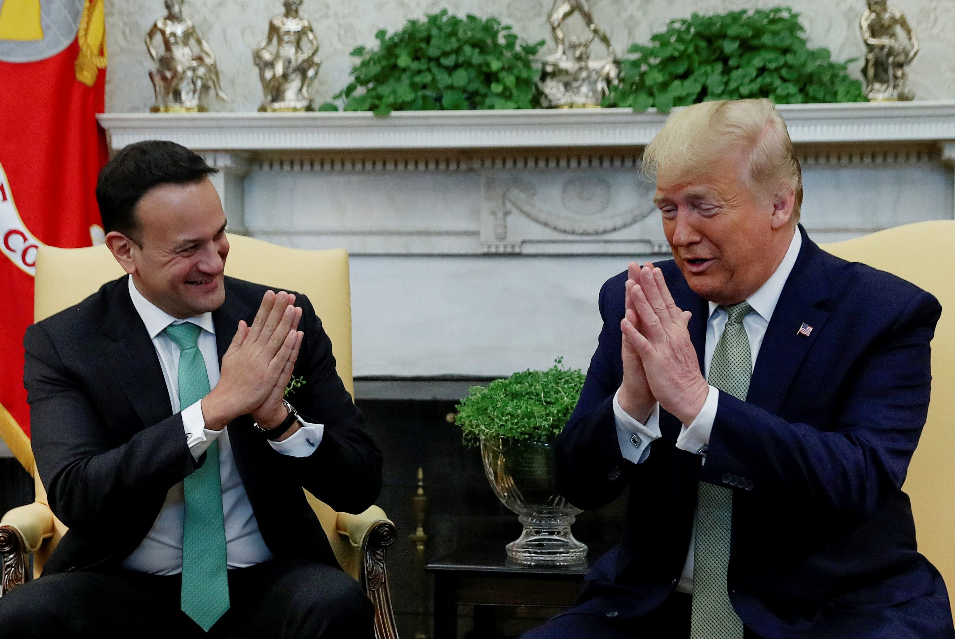 U.S. President Donald Trump meets with Ireland's Prime Minister, Taoiseach Leo Varadkar in the Oval Office of the White House in Washington. (Credit: Reuters)