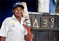 Sarfaraz Khan made a record score of 439 runs in under-16 inter-school Harris Shield against Indian Education Society at Cross Maidan in Mumbai PTI