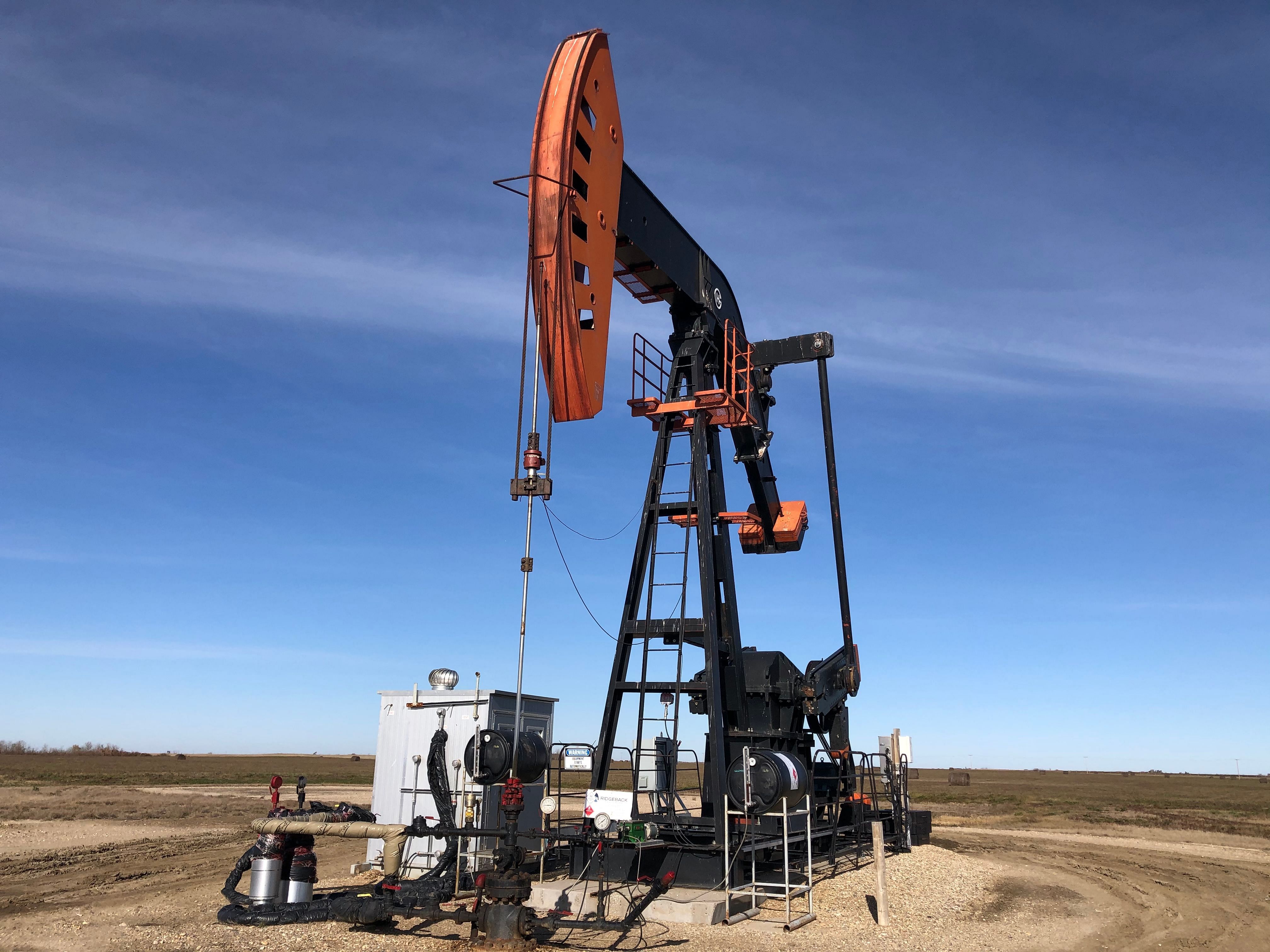  In this file photo taken on October 20, 2019 an oil rig is seen in Stoughton, Saskatchewan, Canada. (Credit: AFP Photo)