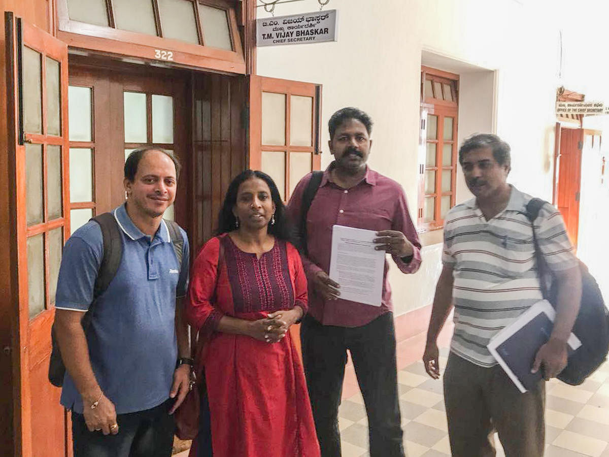 The members of five organisations met chief secretary Vijay Bhaskar on Friday as part of the ongoing movement, #ModaluTrainBeku, and submitted a memorandum.