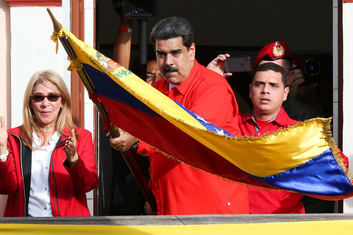 Nicolas Maduro attends a rally in support of his government and to commemorate the 61st anniversary of the end of the dictatorship of Marcos Perez Jimenez. Reuters/Handout.