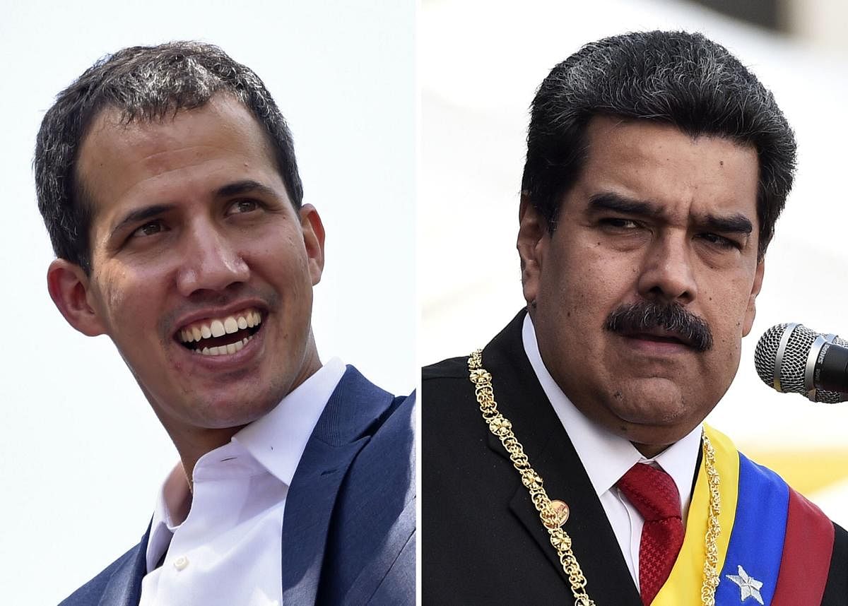 Venezuelan opposition leader Juan Guaido (L) and Venezuelan President Nicolas Maduro. (AFP Photo)