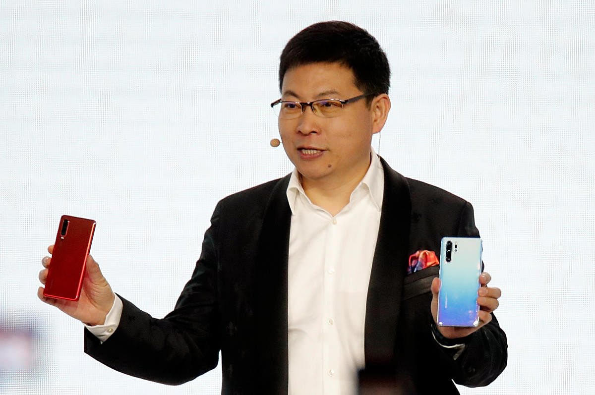 Richard Yu, CEO of the Huawei Consumer Business Group, unveils the new Huawei P30 and P30 Pro smartphones. Reuters file photo
