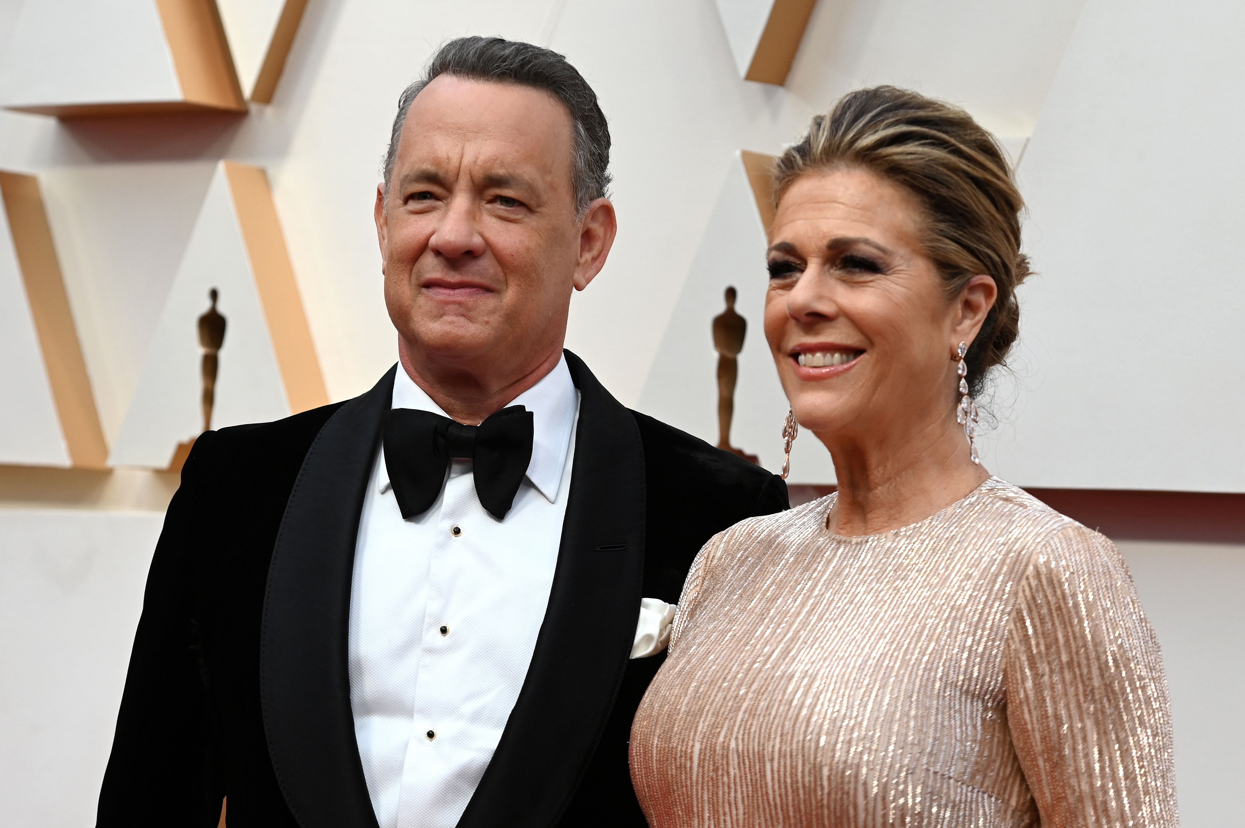In this file photo US actor Tom Hanks and wife Rita Wilson arrive for the 92nd Oscars at the Dolby Theatre in Hollywood, California. (Credit: AFP) 