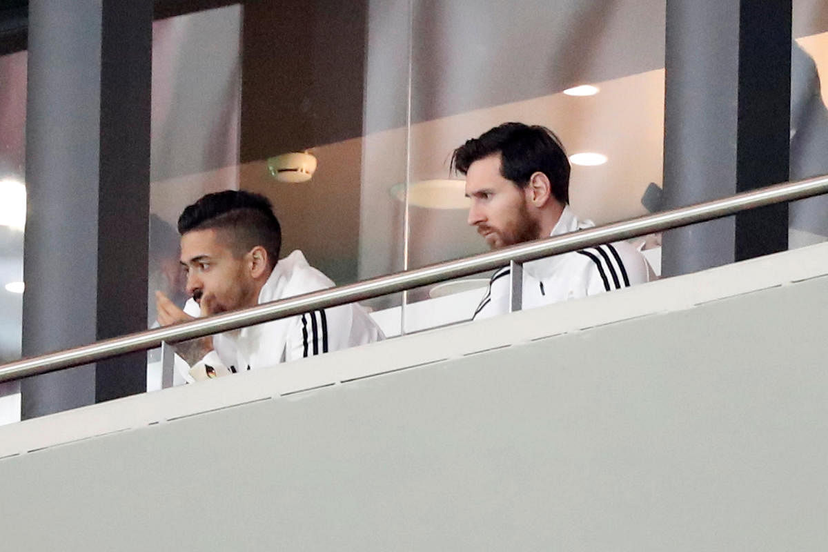 Messi watched from the stands at the Wanda Metropolitano Stadium in Madrid as Spain dealt Argentina a humbling loss in the last match before their coaches pick their squads for this summer's World Cup. Reuters Photo