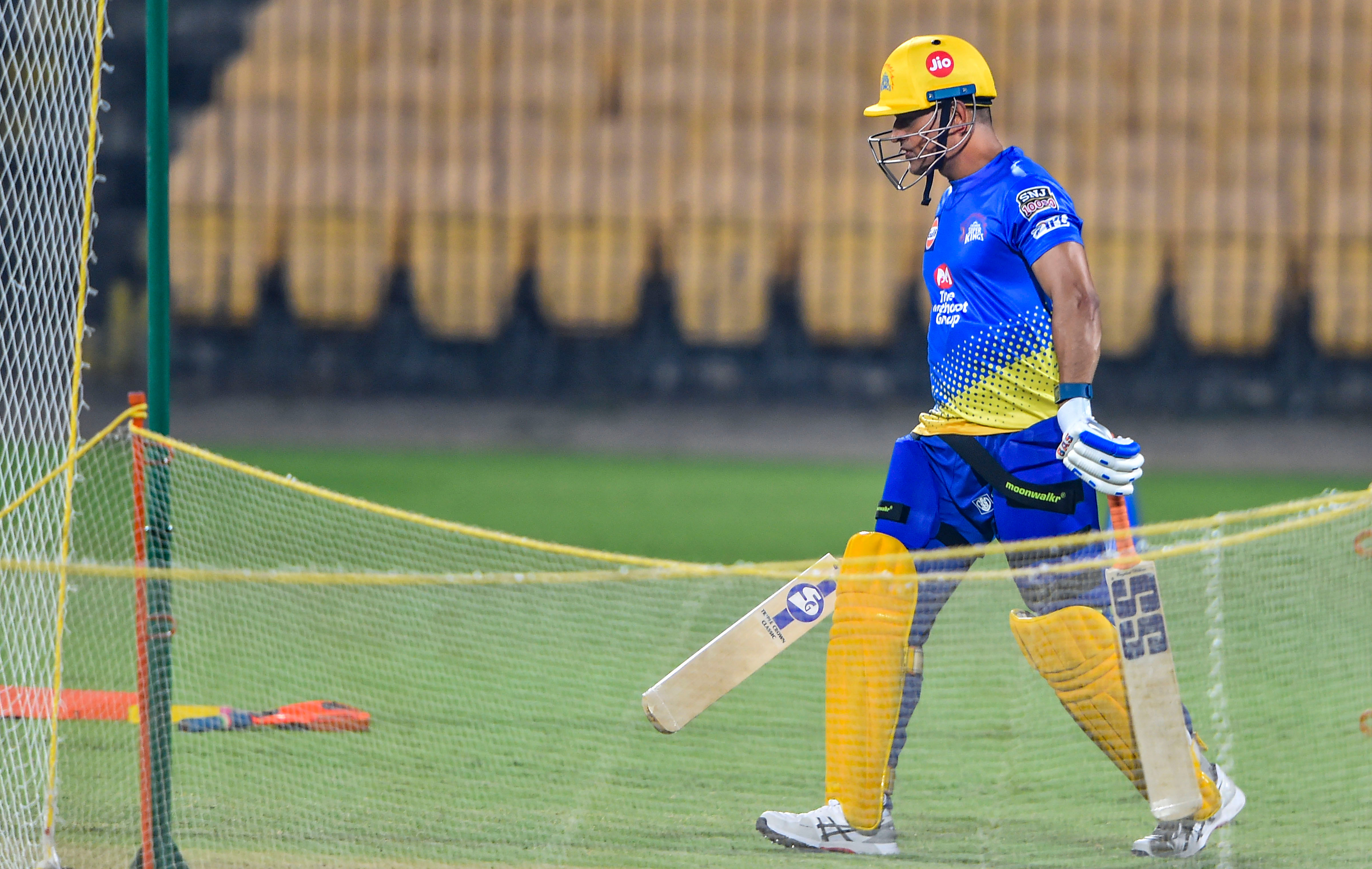 CSK Skipper MS Dhoni during the practice session of the upcoming IPL 2020 at MAC Stadium. (PTI Photo)