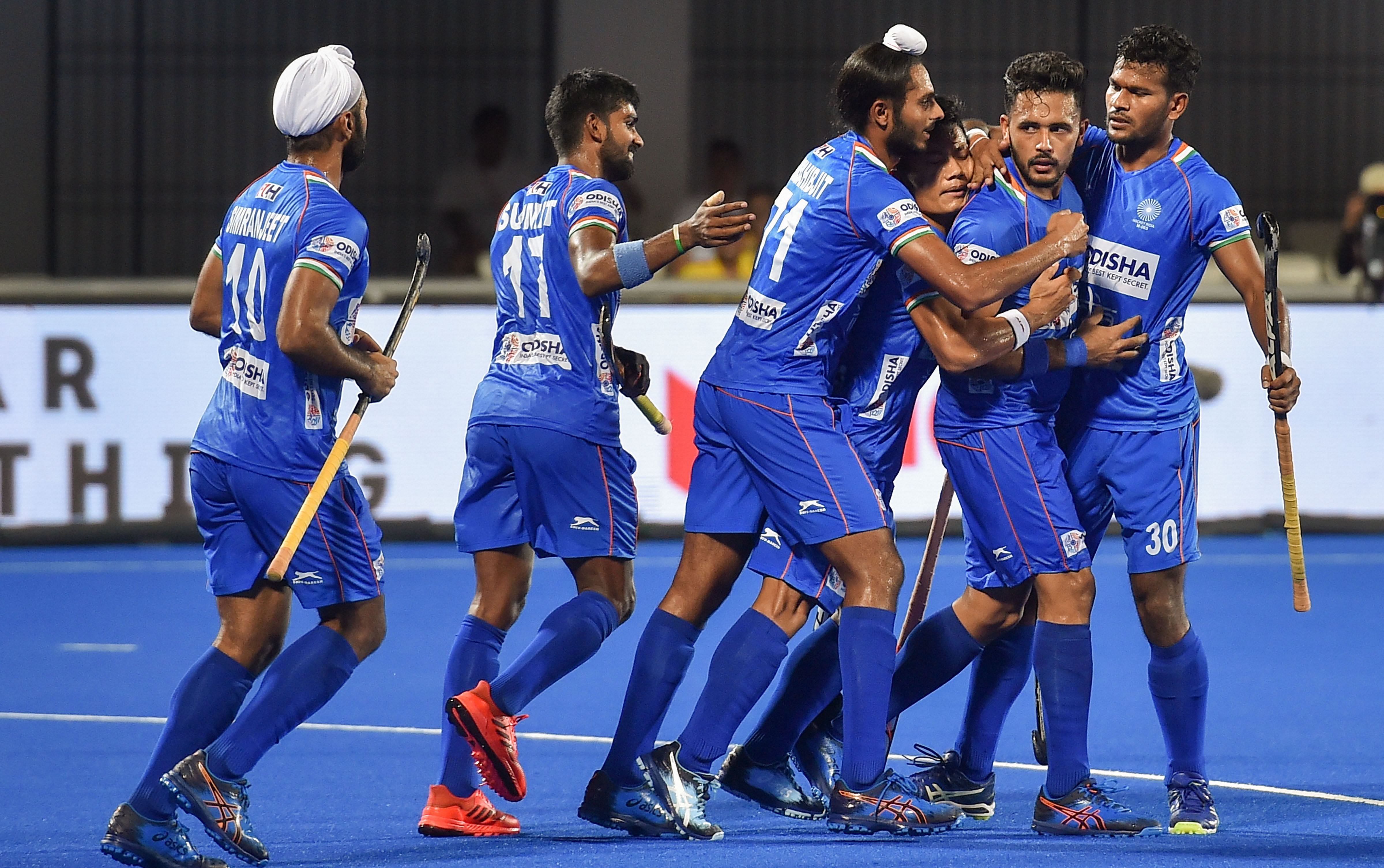 Dragflicker Harmanpreet Singh yet again scored a brace as Indian men's hockey team thrashed Spain 5-1 for their third consecutive win. (PTI Photo)