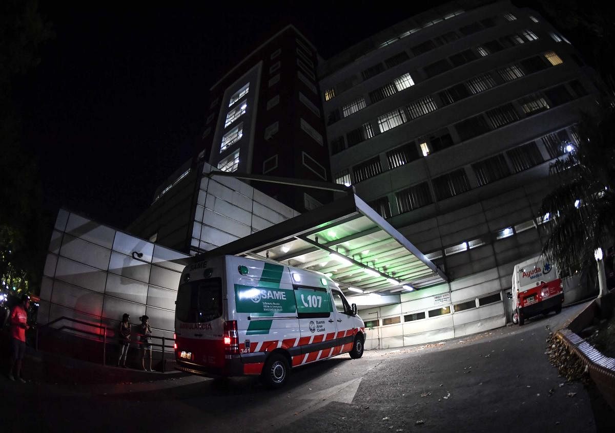 Picture released by Telam of the hospital where a man aged 64, the first Argentine infected with the new Coronavirus, COVID-19, died in Buenos Aires on March 7, 2020. Photo by ALEJANDRO SANTA CRUZ / TELAM / AFP