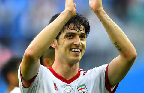 HERE I COME!: Sardar Azmoun, Iran's ace striker who is based in Russia, is waiting to showcase his skills against Spain. Credit: Reuters