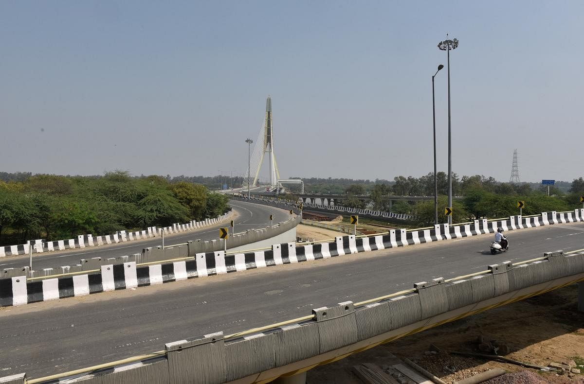 A deserted view of Signature Bridge during Janta Curfew in the wake of the deadly novel coronavirus, in New Delhi, Sunday, March 22, 2020. (PTI Photo)