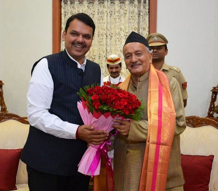 On Fadnavis' visit, the Raj Bhavan spokesperson said, "The Chief Minister exchanged Diwali greetings with the Governor." Photo/Twitter (@Dev_Fadnavis)