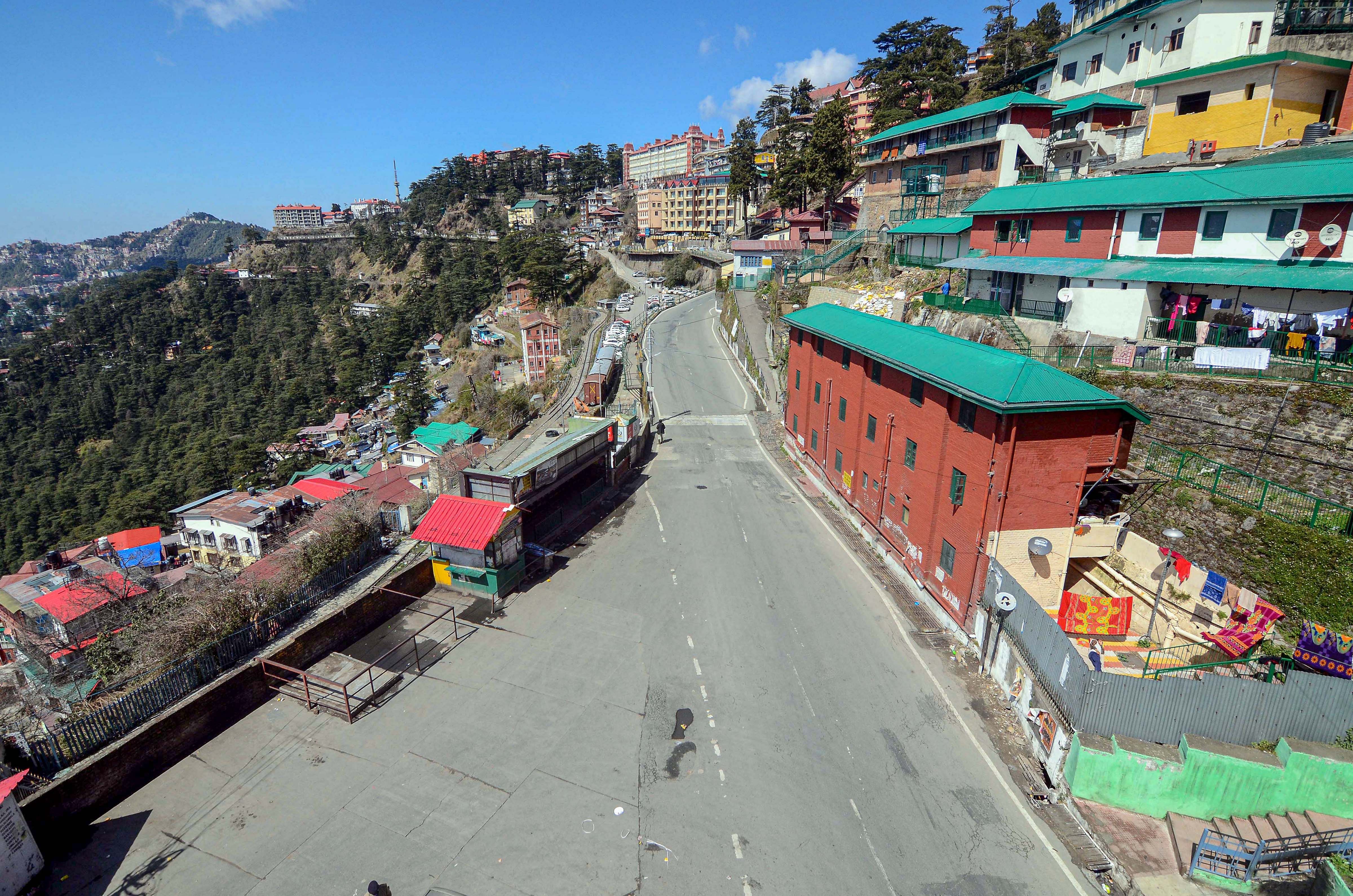 A view of Shimla during the Janta Curfew. (Credit: PTI)