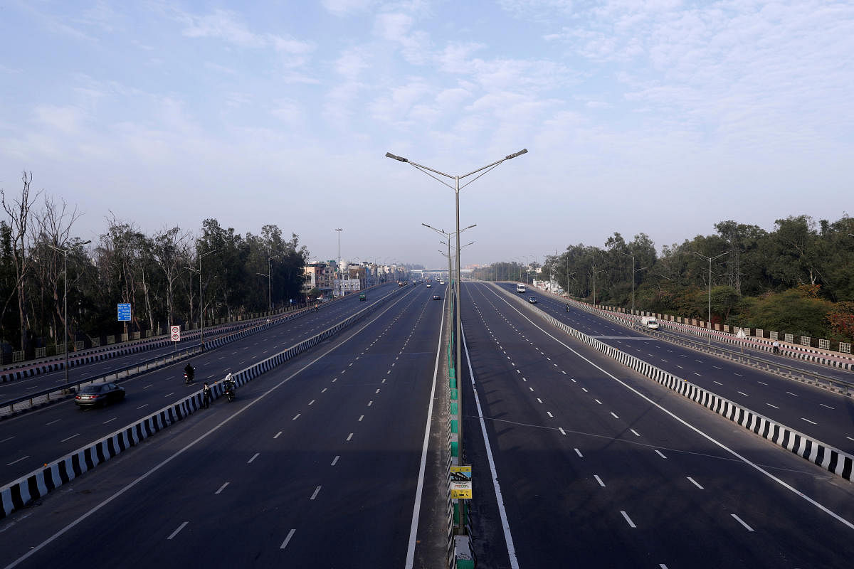 A general view shows an almost empty highway during lockdown by the authorities to limit the spreading of coronavirus disease (COVID-19), in New Delhi (PTI Photo)