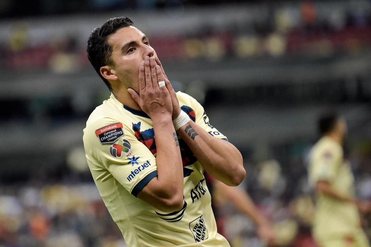 Mexico's America Jorge Sanchez reacts after missing a chance to score during their CONCACAF Champions League first leg football match against US Atlanta United at Azteca Stadium in Mexico City on March 11, 2020. (AFP Photo)