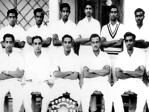 (Standing, from left) RC Narayan, RR Bhargav, Madhusudan, Vasanth Kumar, Sundar Arya, CV Bharadwaj, Ramakrishna and EAS Prasanna. (Sitting, from left) Srischandra Arya, KS Ranganna, KS Vishwanath, BP Ananth Krishna, KV Anantha Swamy, KR Bhargav and Badami Ananda Rao (the author).