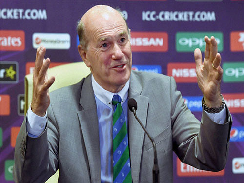 Ronnie Flanagan, Chairman of the ICC Anti-Corruption Unit (ACU) speaks during a press conference ahead of the ICC WT20 in Mumbai on Sunday. PTI Photo