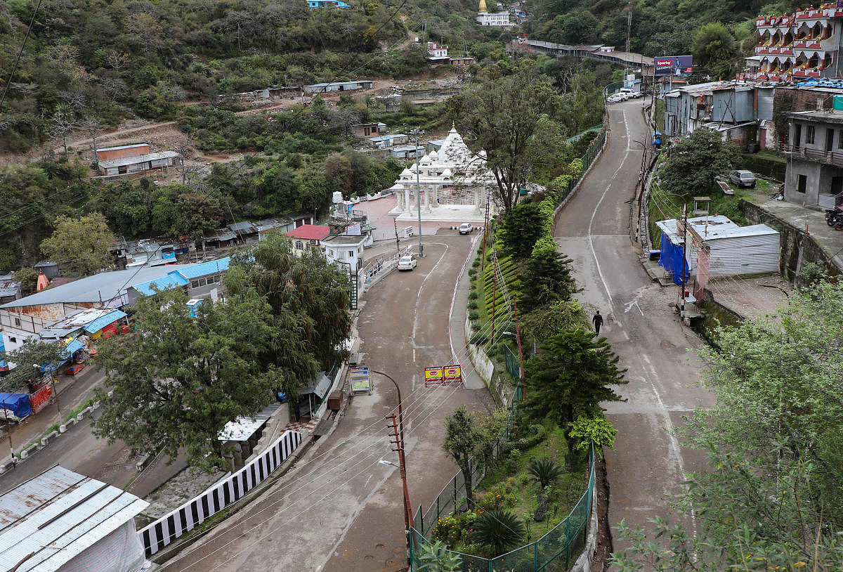 Vaishno Devi shrine wears a deserted look on the first day of Navratri during a nationwide lockdown in the wake of coronavirus pandemic, in Jammu, Wednesday, March 25, 2020. (PTI Photo)