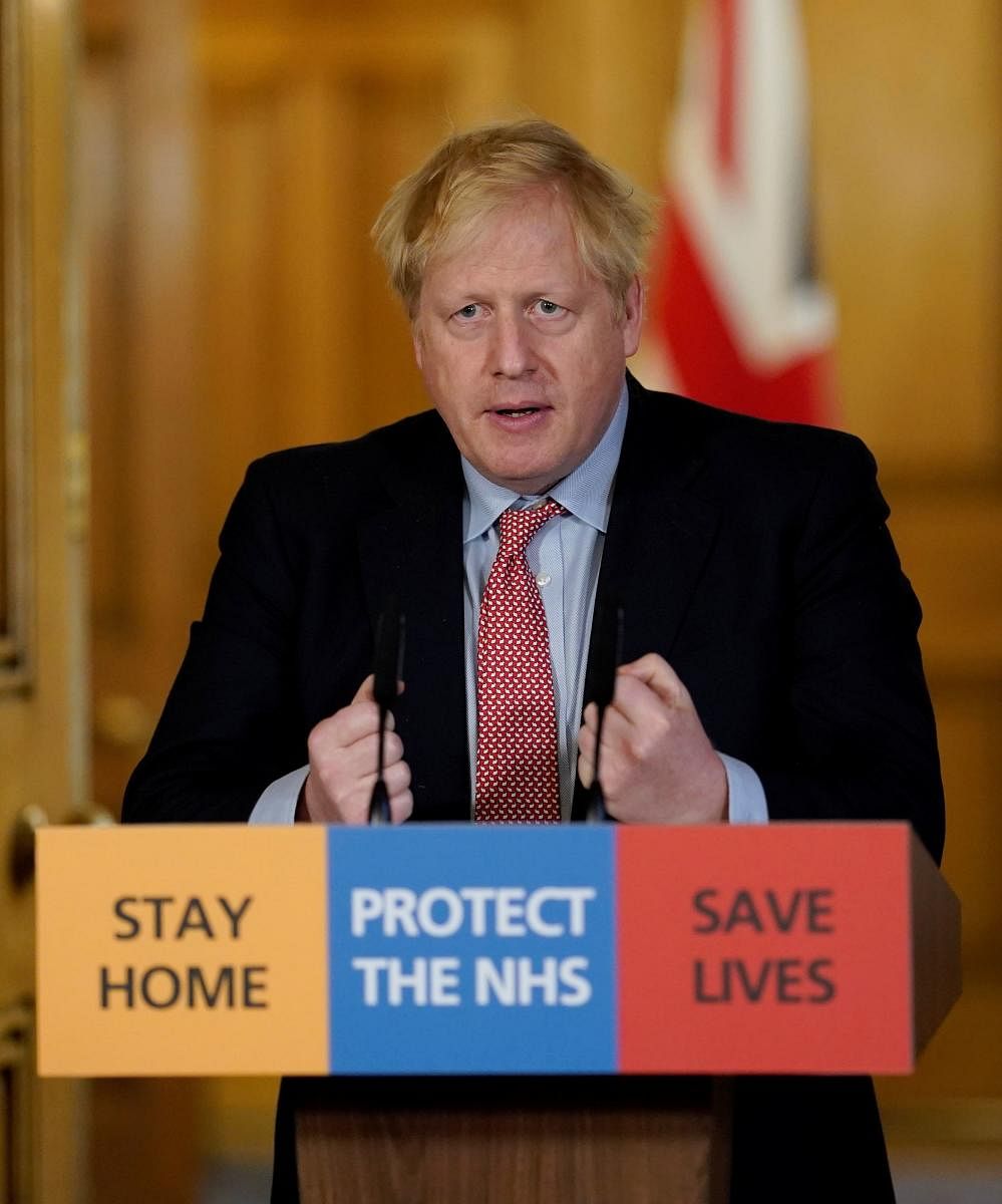 Britain's Prime Minister Boris Johnson speaks during his first remote news conference on the coronavirus disease (COVID-19) outbreak (Reuters Photo)