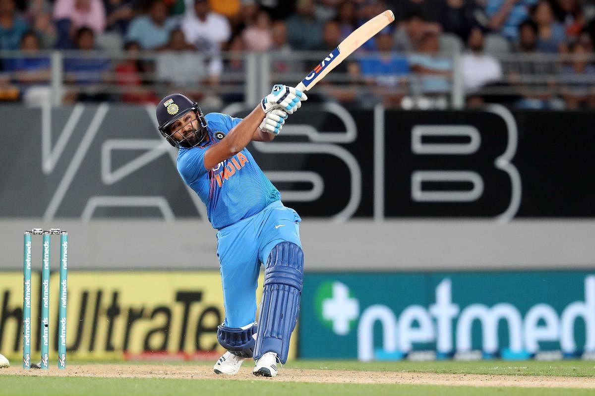 AFP photo of Rohit Sharma during a match with New Zealand.