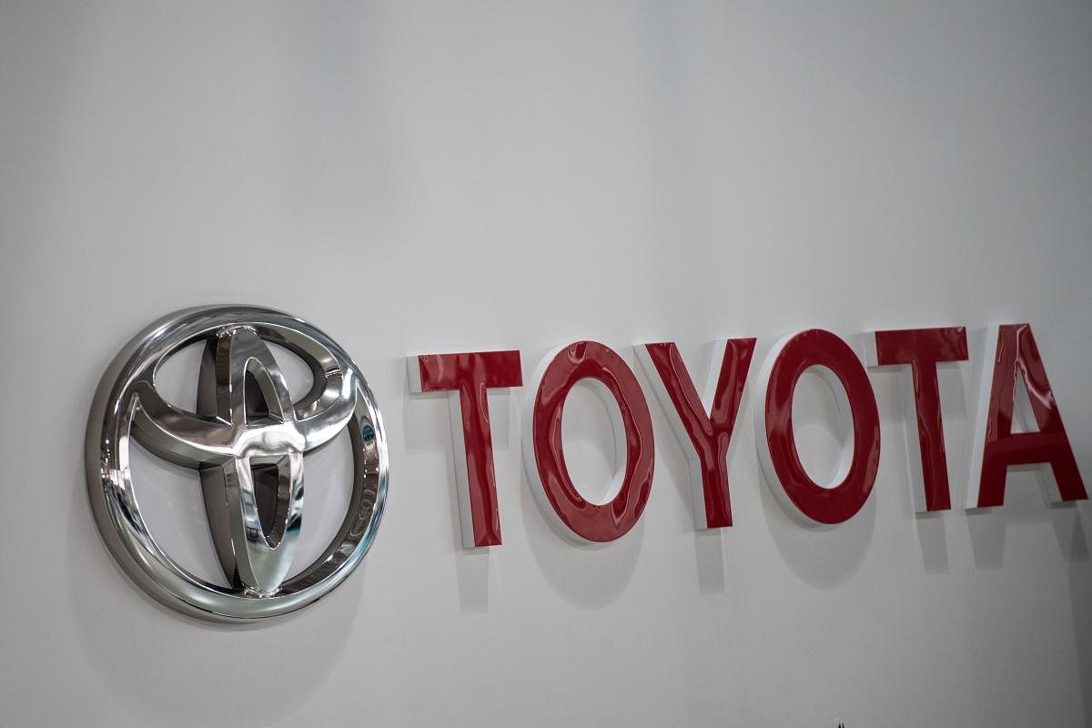 A general view shows a Toyota logo (AFP Photo)