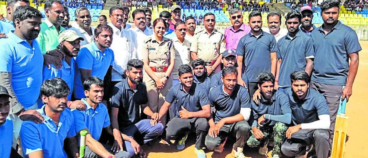 The cricket match, inaugurated by DCP (South) Rohini Sepat Katoch, was held at the Dayananda Sagar College grounds on Tuesday.  (Special arrangement)