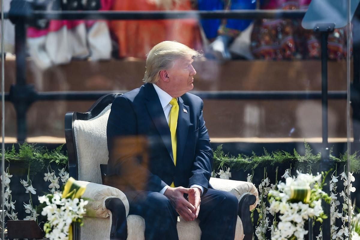 Donald Trump at the Motera Stadium in Ahmedabad. AFP