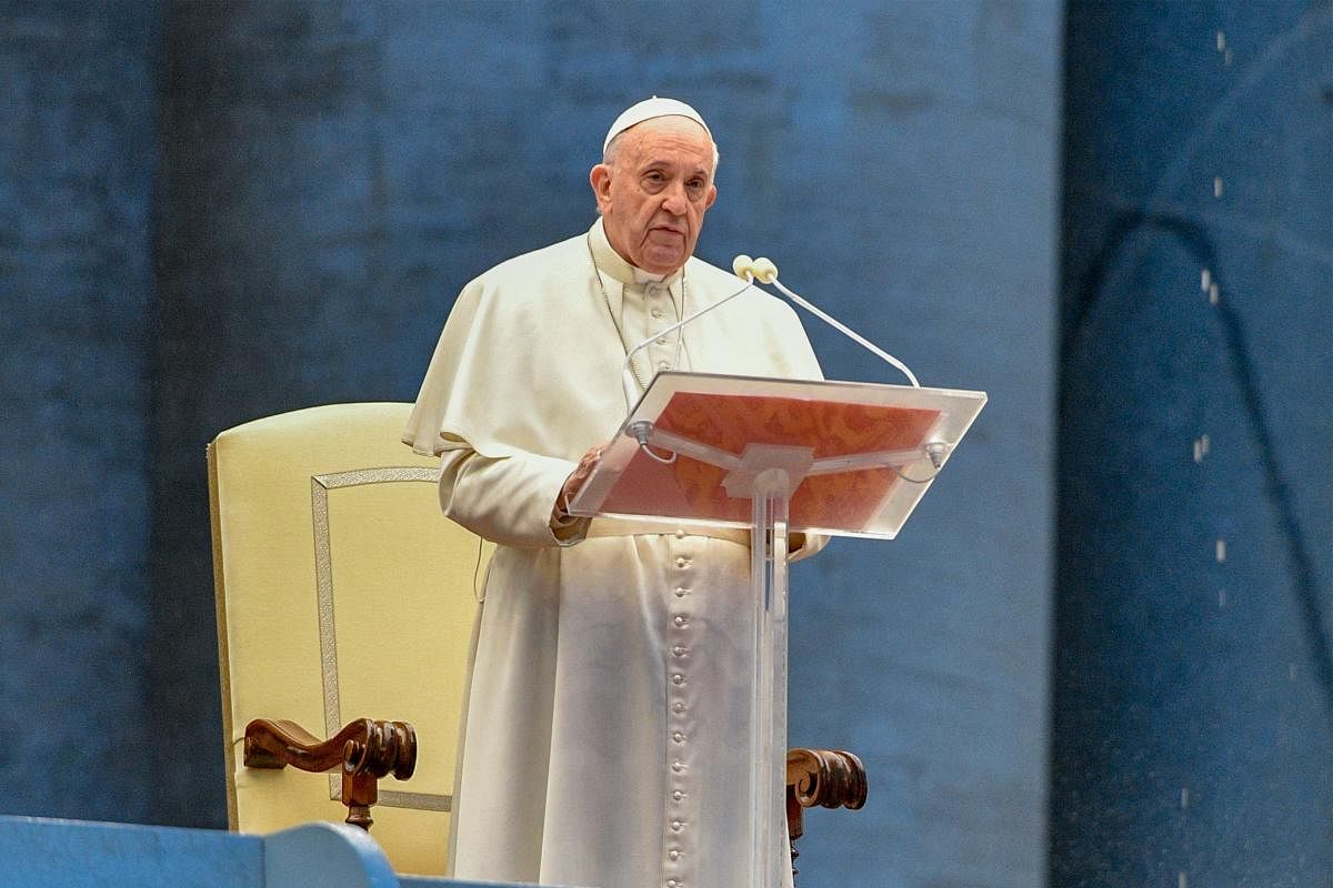 Francis pointed out that Guterres's call came during 'the current COVID-19 emergency'. AFP/Vatican Media
