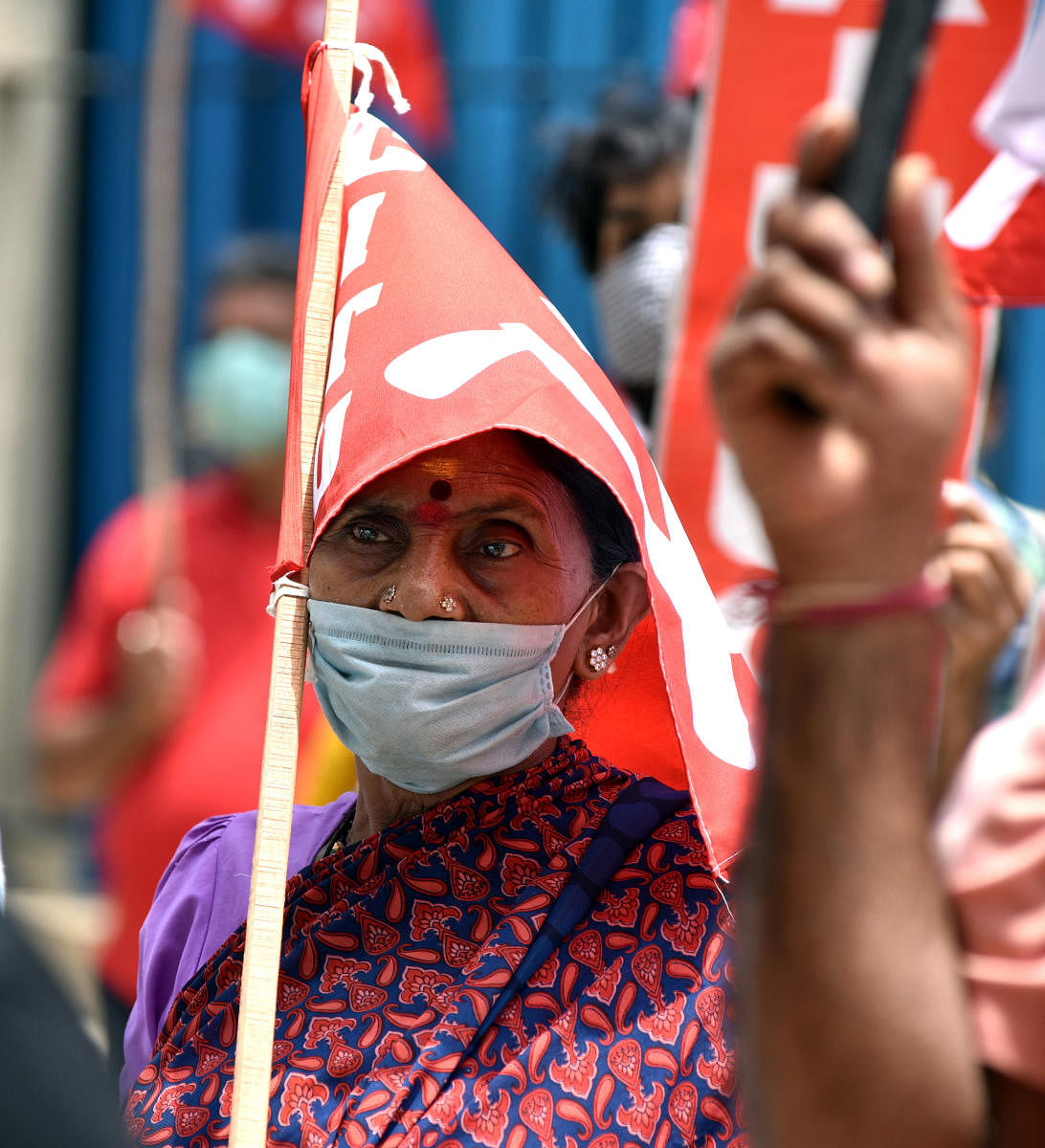 Trade Union protest (DH Photo)