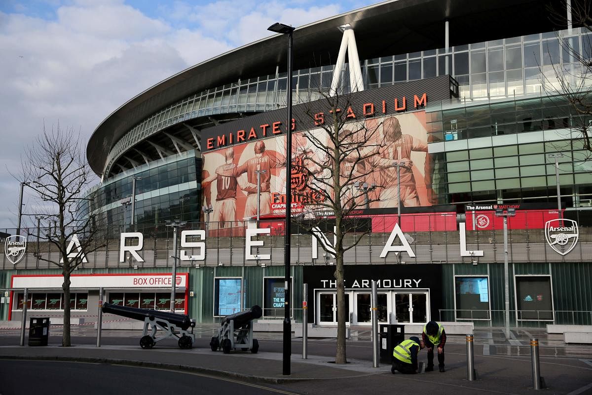 A general view is pictured of the Emirates Stadium in London on March 13, 2020. Credit: AFP Photo