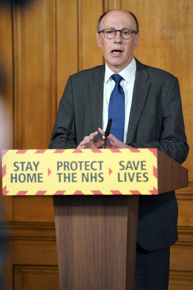 NHS England Medical Director Professor Stephen Powis holding a remote press conference to update the nation on the COVID-19 pandemic. AFP/10 Downing Street/Pippa Fowels