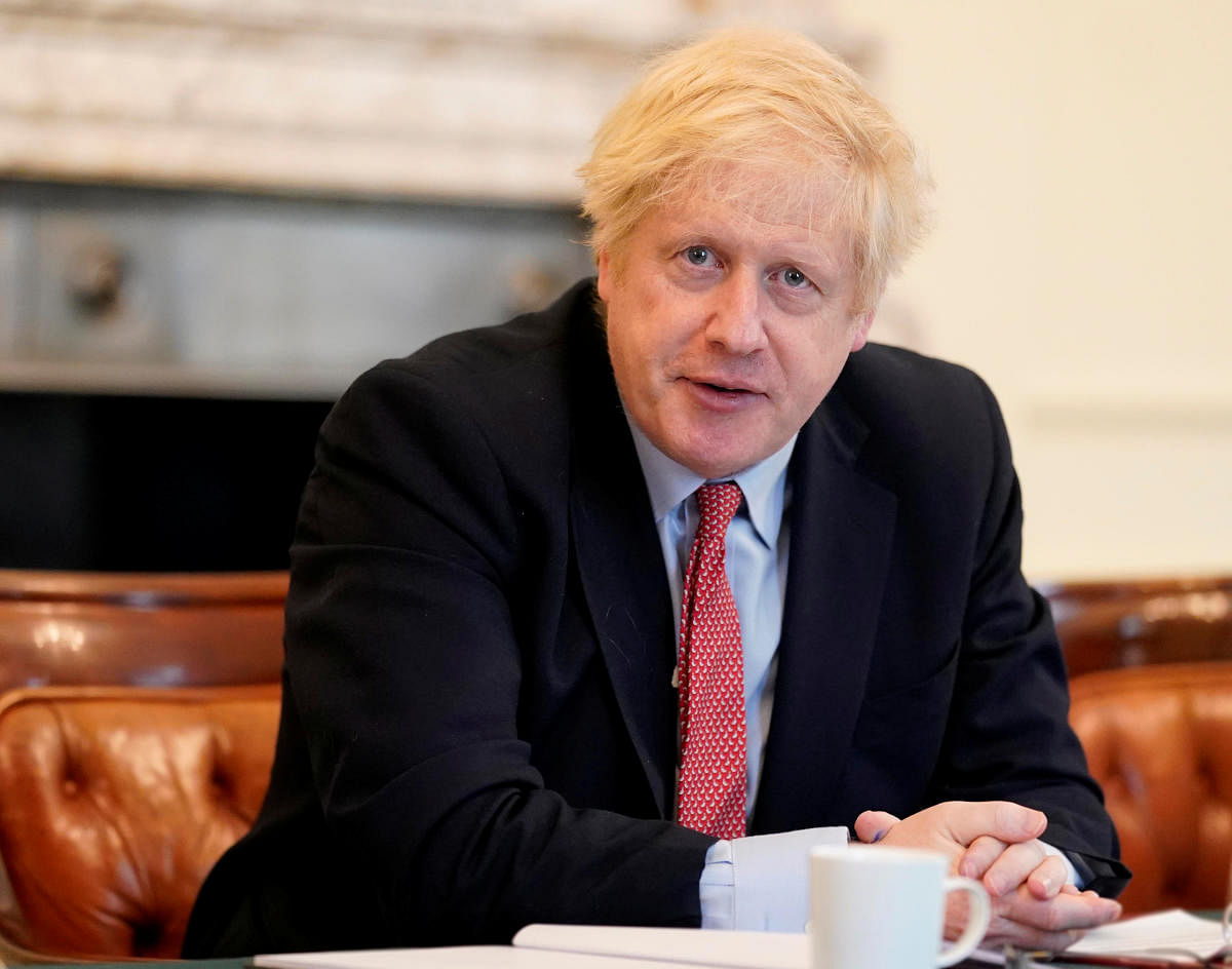 Britain's Prime Minister Boris Johnson chairs a meeting to update on the coronavirus disease (COVID-19) outbreak, in the cabinet room of the 10 Downing Street in London, Britain April 27, 2020. Credit: Reuters Photo