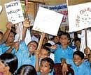Voicing opinions: Children participating in a rally. The NGO has helped children form and run Makkala Panchayats.