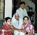 Family man: Prithviraj Chavan seen with his wife, mother and sister at his home town Karad in this file  photo. PTI