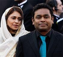 A.R. Rahman, right, and wife Saira Banu arrive before the 83rd Academy Awards on Sunday  in the Hollywood section of Los Angeles. AP