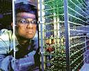 Parthasarathy Ranganathan, a Hewlett-Packard electrical engineer, with a prototype data centre known as a exascale processor, in Palo Alto.  NYT